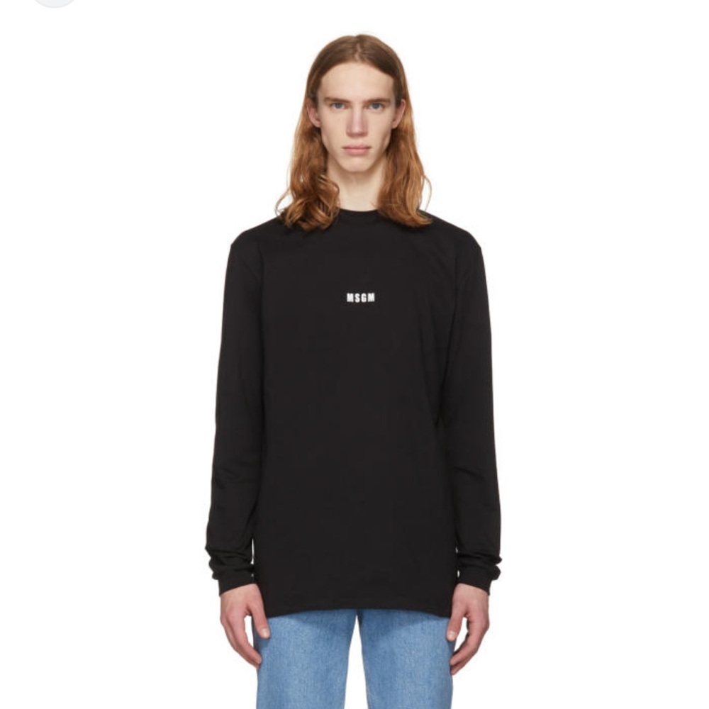 MSGM Black Long Sleeve Logo Men's Sz Small